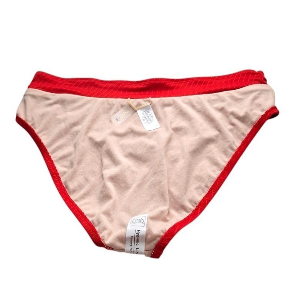 Mynah Bikini Bottom Large Red High Rise Ribbed‎ Textured Medium Coverage - Picture 6 of 10